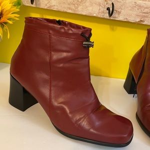 Red Leather Ankle Boots Brazil Size 11